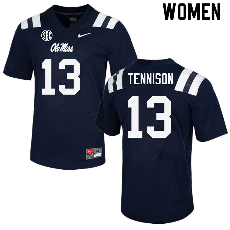 Ladarius Tennison Ole Miss Rebels NCAA Women's Navy #13 Stitched Limited College Football Jersey ATR2158CZ